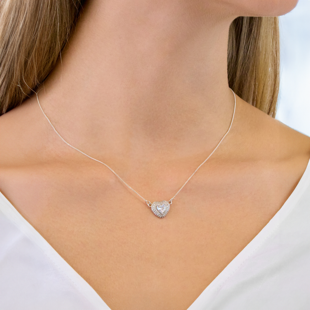 Multi Zircon Heart Necklace