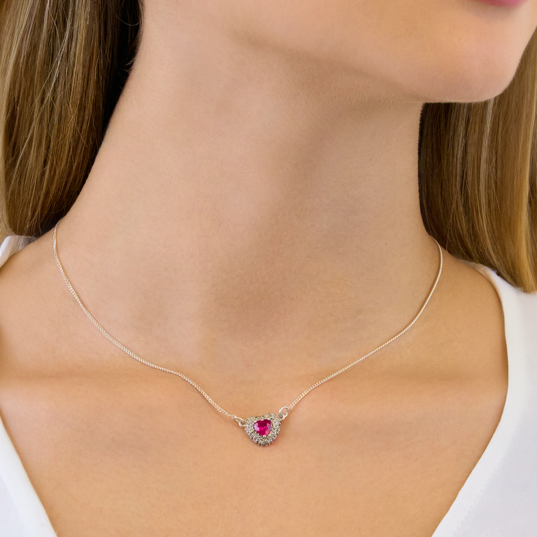 Multi Zircon Heart Necklace