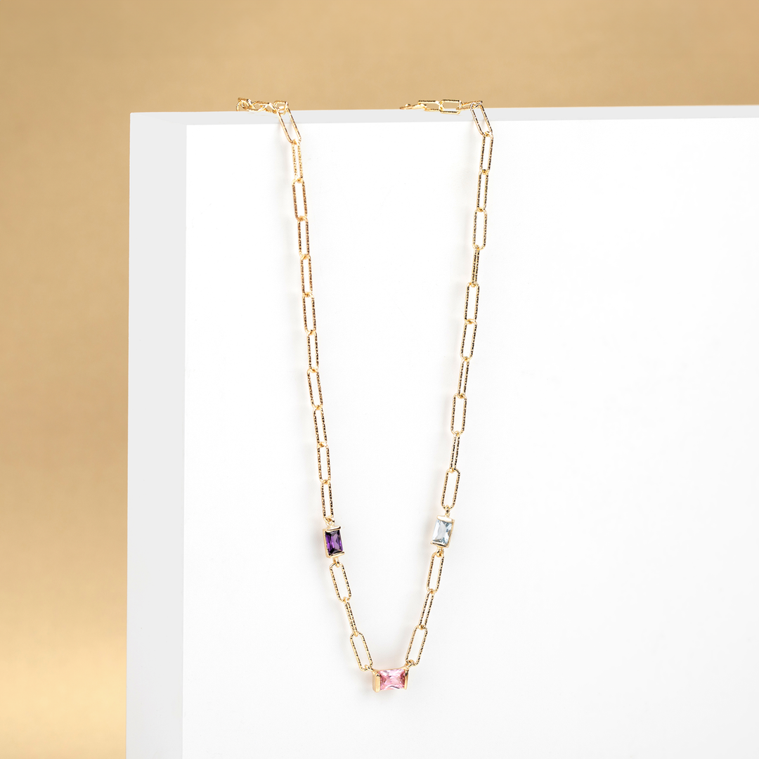 Diamond Necklace with Rectangles