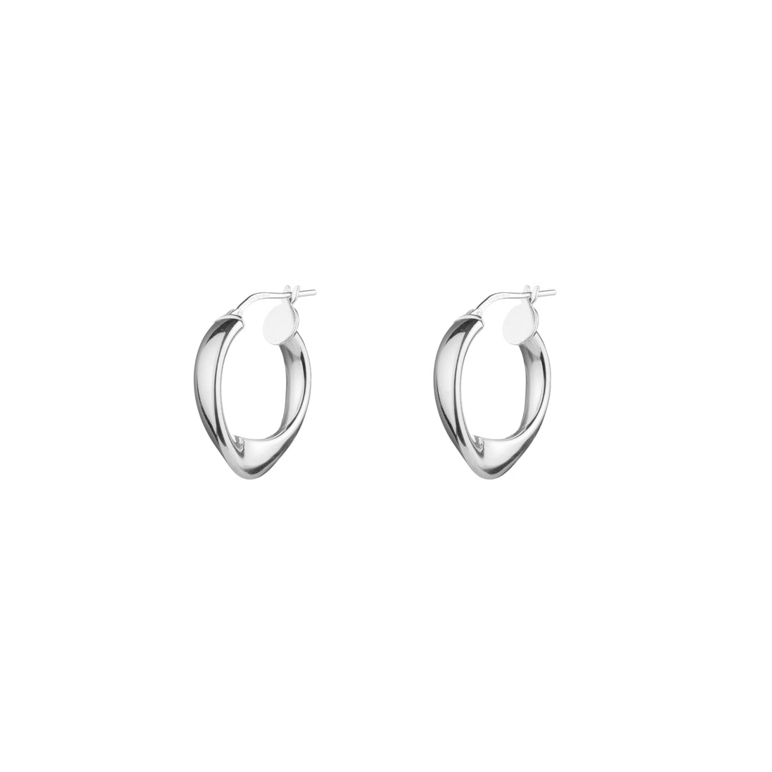 Curved Silver Hoop Earrings