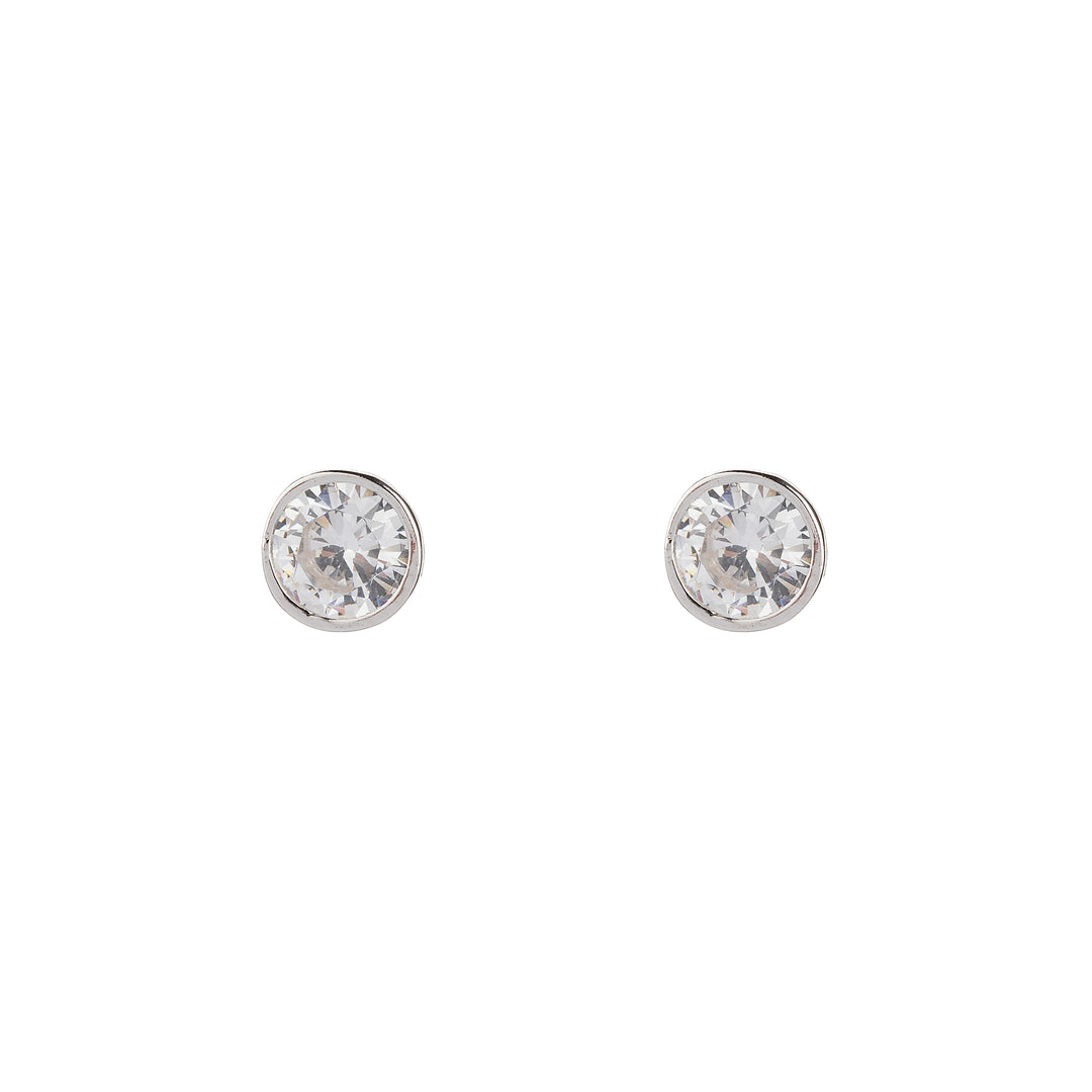 Silver Zircon Contour Earrings