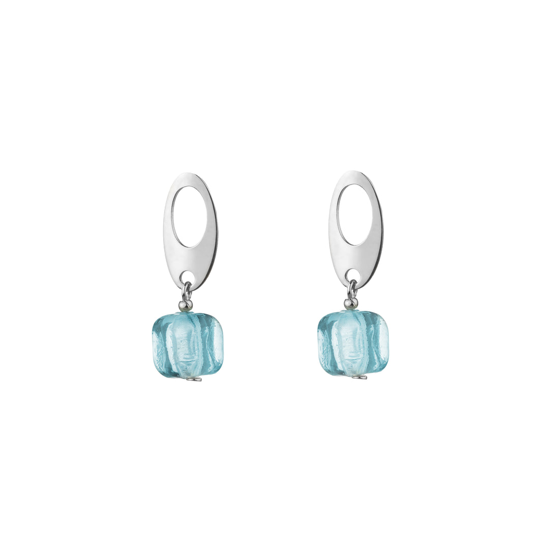 Blue Murano Light Square Earrings