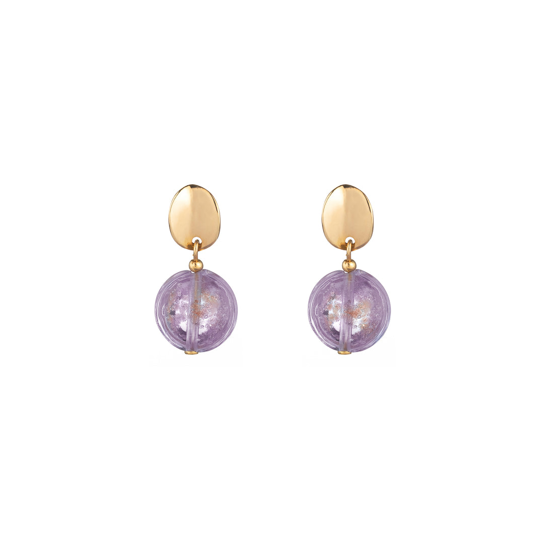 Lilac Murano Light Round Earrings