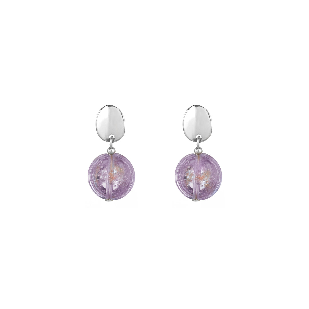 Lilac Murano Light Round Earrings