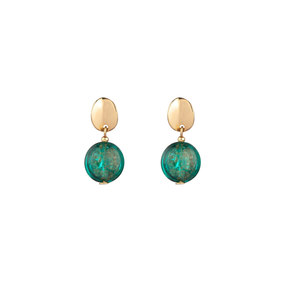 Green Murano Light Round Earrings