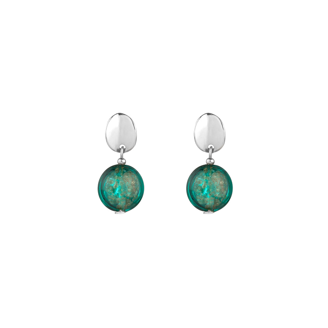 Green Murano Light Round Earrings