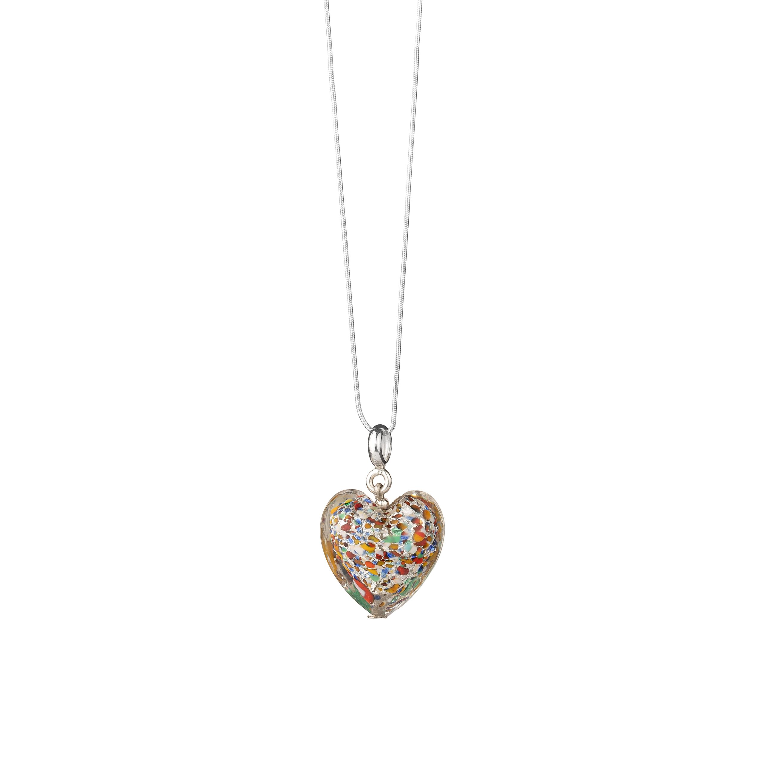 Imagen de producto de collares "Collar Corazón Murano Multicolor plata" de la marca Chiarella Store.